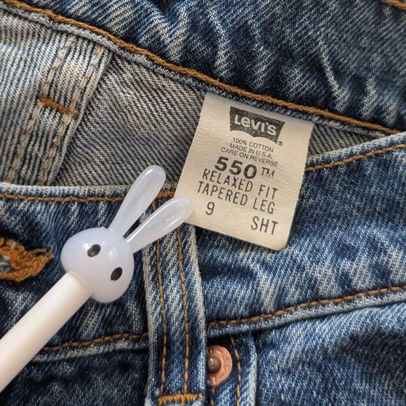 Vintage 90s Levi's 550 Denim Tapered Leg Mom Jeans Relaxed Fit Dark Wash Jrs 9 - Picture 8 of 9